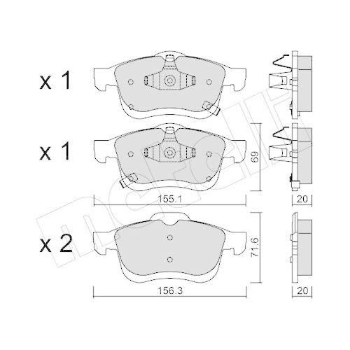 Bremsbelagsatz Scheibenbremse Metelli 22-0824-2 f&uuml;r Fiat Vorderachse