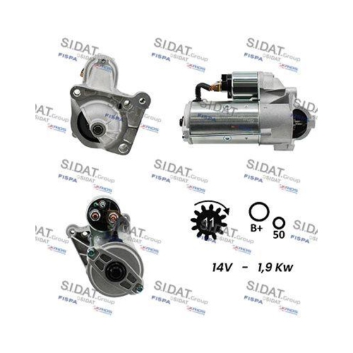 Starter Sidat S12VA0062A2 f&uuml;r Mitsubishi Nissan Opel Renault Suzuki Vauxhall