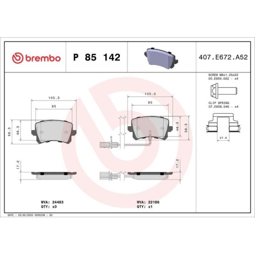 Bremsbelagsatz Scheibenbremse Brembo P85142 Prime Line f&uuml;r Audi Seat Skoda VW