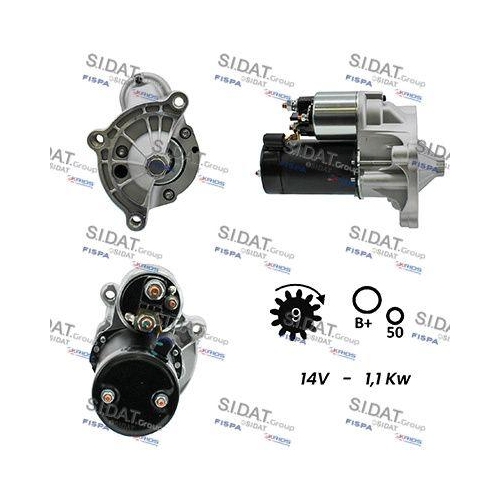 Starter Sidat S12VA0071A2 f&uuml;r Alfa Romeo Citro&euml;n Fiat Lancia Peugeot