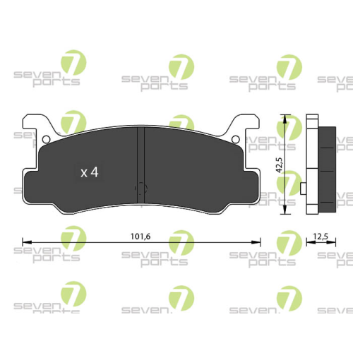 Bremsbelagsatz Scheibenbremse 7 Seven Parts SVP14390 f&uuml;r Mazda 1. Hinterachse