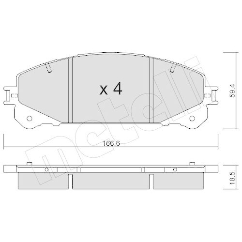 Bremsbelagsatz Scheibenbremse Metelli 22-0938-1 für Toyota Lexus Vorderachse