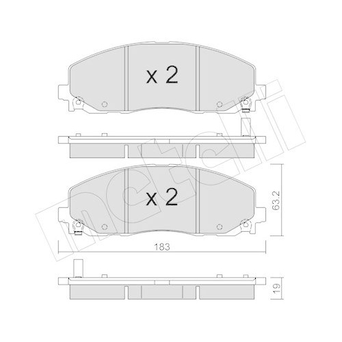Bremsbelagsatz Scheibenbremse Metelli 22-0946-0 f&uuml;r Chrysler Dodge Fiat Lancia