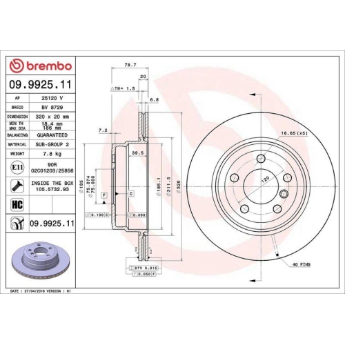 2X Brembo Bremsscheibe Hinterachse Prime Line - Uv Coated f&uuml;r Bmw