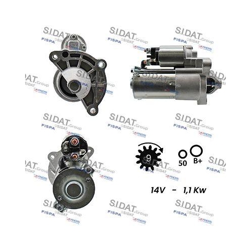 Starter Sidat S12VA0113A2 f&uuml;r Alfa Romeo Citro&euml;n Fiat Lancia Peugeot