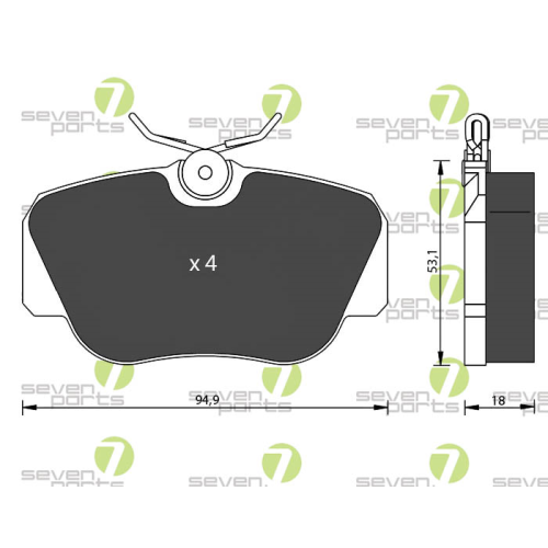 Bremsbelagsatz Scheibenbremse 7 Seven Parts SVP14460 f&uuml;r Mercedes Benz