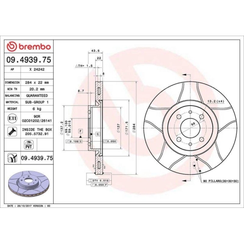 2X Brembo Bremsscheibe Xtra Line - Max f&uuml;r Alfa Romeo Citro&euml;n Fiat