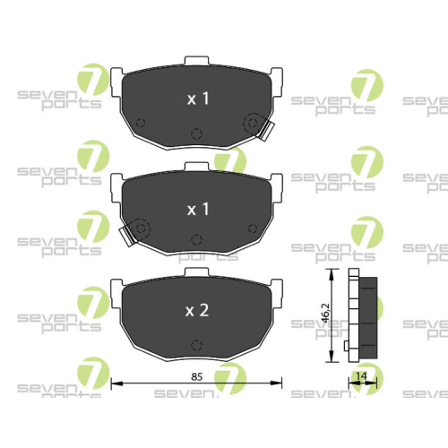 Bremsbelagsatz Scheibenbremse 7 Seven Parts SVP14480 f&uuml;r Hyundai Kia Nissan