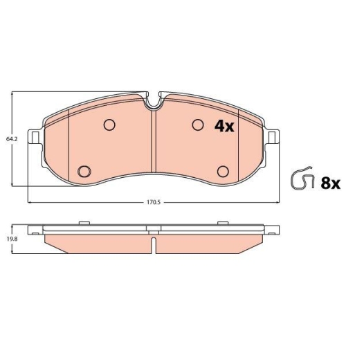 Bremsbelagsatz Scheibenbremse Trw GDB2382 f&uuml;r VW Man Hinterachse