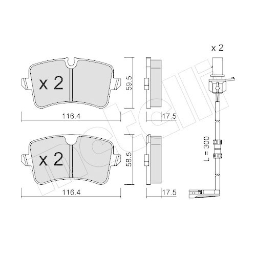 Bremsbelagsatz Scheibenbremse Metelli 22-0955-1K f&uuml;r Audi Hinterachse