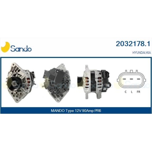 Generator Sando 2032178.1 f&uuml;r Hyundai F&uuml;r Fahrzeuge Mit Start-stopp-funktion