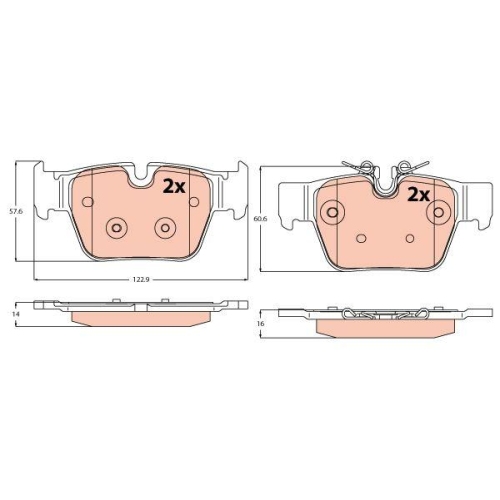 Bremsbelagsatz Scheibenbremse Trw GDB2384 f&uuml;r Mini Bmw Hinterachse