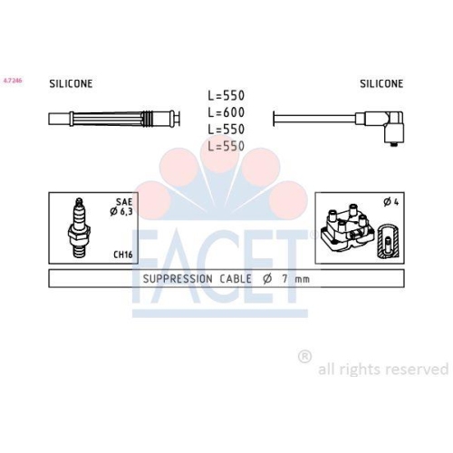 Z&uuml;ndleitungssatz Facet 4.7246 Made In Italy - Oe Equivalent f&uuml;r Nissan Renault