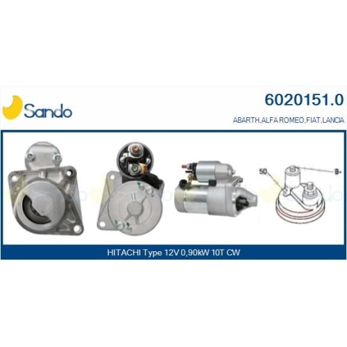 Starter Sando 6020151.0 f&uuml;r Alfa Romeo Fiat Lancia Hitachi