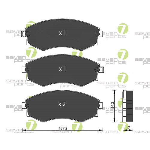 Bremsbelagsatz Scheibenbremse 7 Seven Parts SVP18860 f&uuml;r Chevrolet Daewoo Kia