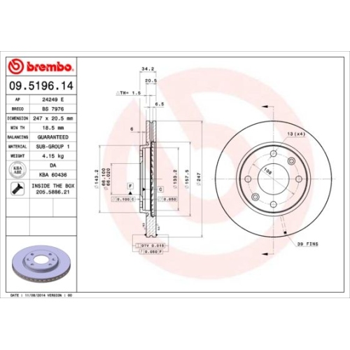 2X Brembo Bremsscheibe Vorderachse Prime Line f&uuml;r Citro&euml;n Peugeot Mega