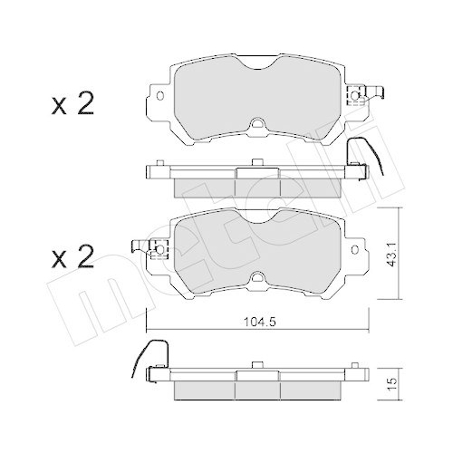Bremsbelagsatz Scheibenbremse Metelli 22-0970-0 f&uuml;r Mazda Hinterachse