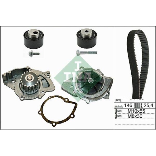 Wasserpumpe + Zahnriemensatz Schaeffler Ina 530 0234 30 f&uuml;r Citro&euml;n Fiat Lancia