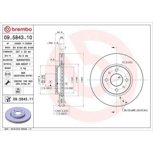 2X Brembo Bremsscheibe Prime Line - Uv Coated f&uuml;r Alfa Romeo Citro&euml;n