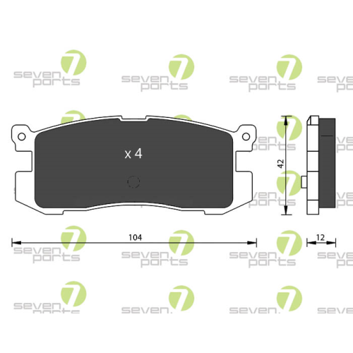 Bremsbelagsatz Scheibenbremse 7 Seven Parts SVP14680 f&uuml;r Mazda 1. Hinterachse