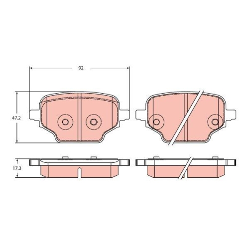 Bremsbelagsatz Scheibenbremse Trw GDB2410 f&uuml;r Vauxhall Citro&euml;n Opel Peugeot