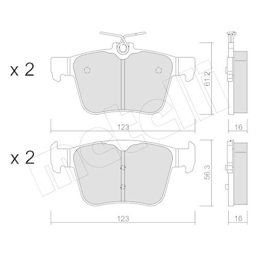 Brake Pad Set Disc Brake Metelli 22-0981-0 for Audi Skoda VW Rear Axle