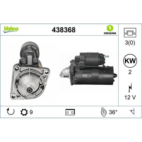 Starter Valeo 438368 Valeo Origins New Oe Technologie f&uuml;r Alfa Romeo Chrysler