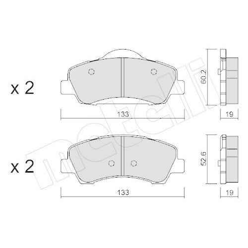 Bremsbelagsatz Scheibenbremse Metelli 22-0982-0 f&uuml;r Citro&euml;n Peugeot Vorderachse