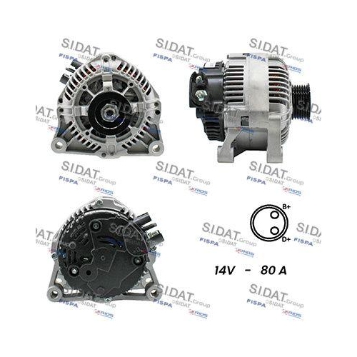 Generator Sidat A12VA0804A2 f&uuml;r Alfa Romeo Citro&euml;n Fiat Lancia Mitsubishi