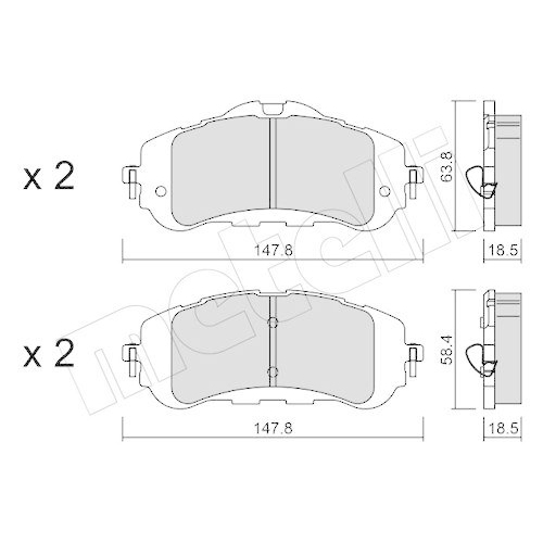 Bremsbelagsatz Scheibenbremse Metelli 22-0983-0 f&uuml;r Citro&euml;n Peugeot Toyota DS