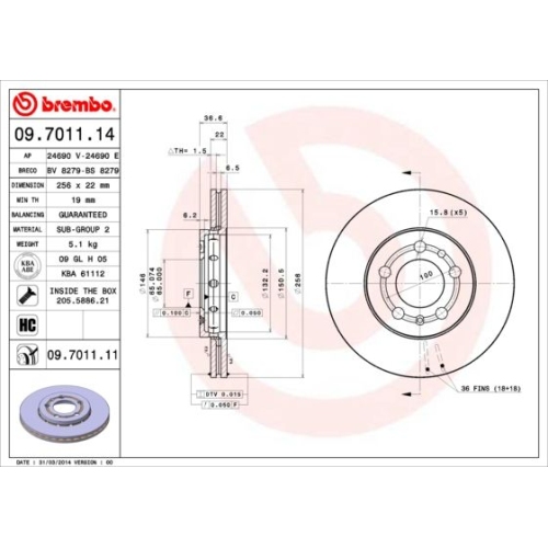 2X Brembo Bremsscheibe Prime Line f&uuml;r Audi Seat Skoda VW Vw (faw)