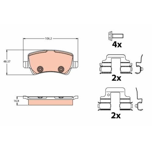 Bremsbelagsatz Scheibenbremse Trw GDB2125 f&uuml;r Volvo Volvo Asia Hinterachse