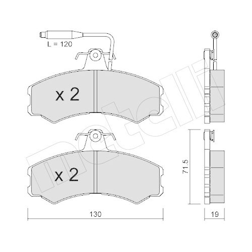 Bremsbelagsatz Scheibenbremse Metelli 22-0031-0 f&uuml;r Alfa Romeo Citro&euml;n Fiat