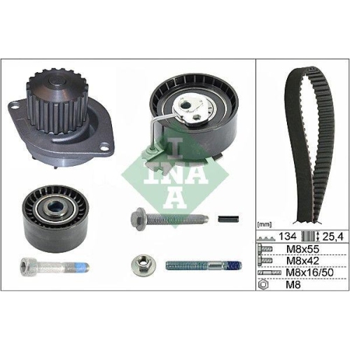 Wasserpumpe + Zahnriemensatz Schaeffler Ina 530 0379 30 f&uuml;r Citro&euml;n Peugeot