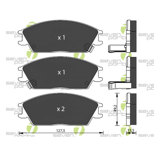 Bremsbelagsatz Scheibenbremse 7 Seven Parts SVP14850 f&uuml;r Hyundai 1. Vorderachse