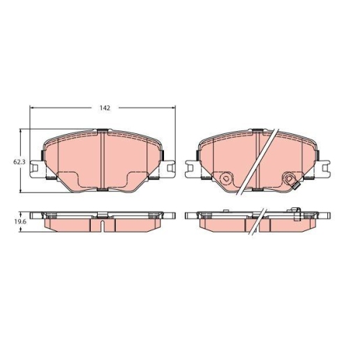 Bremsbelagsatz Scheibenbremse Trw GDB2424 f&uuml;r Vauxhall Opel Vorderachse