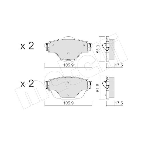 Bremsbelagsatz Scheibenbremse Metelli 22-0988-0 f&uuml;r Citro&euml;n Opel Peugeot