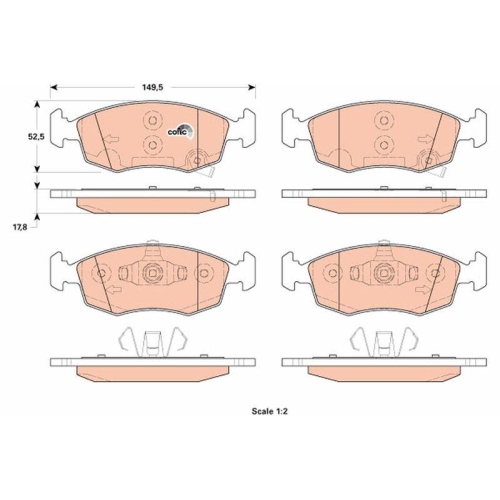 Bremsbelagsatz Scheibenbremse Trw GDB1921 Cotec f&uuml;r Chrysler Fiat Lancia