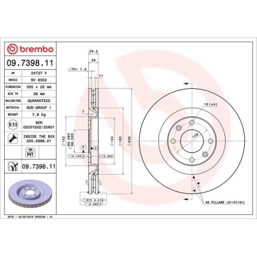 2X Brembo Bremsscheibe Vorderachse Prime Line - Uv Coated f&uuml;r Peugeot