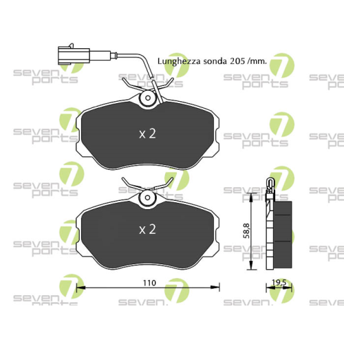 Bremsbelagsatz Scheibenbremse 7 Seven Parts SVP14961 f&uuml;r Alfa Romeo Fiat Lancia