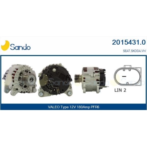 Generator Sando 2015431.0 f&uuml;r Skoda VW Vag F&uuml;r Fahrzeuge Ohne Klimaautomatik