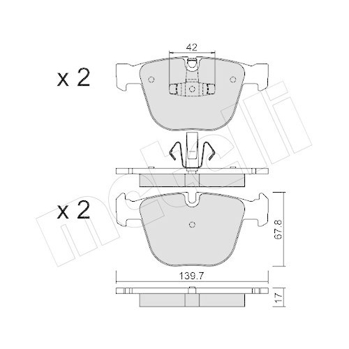 Bremsbelagsatz Scheibenbremse Metelli 22-0773-6 f&uuml;r Bmw Hinterachse