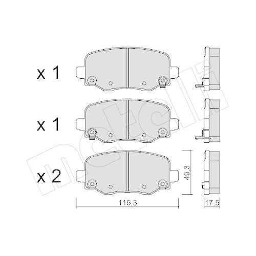 Bremsbelagsatz Scheibenbremse Metelli 22-1002-1 f&uuml;r Fiat Jeep Hinterachse