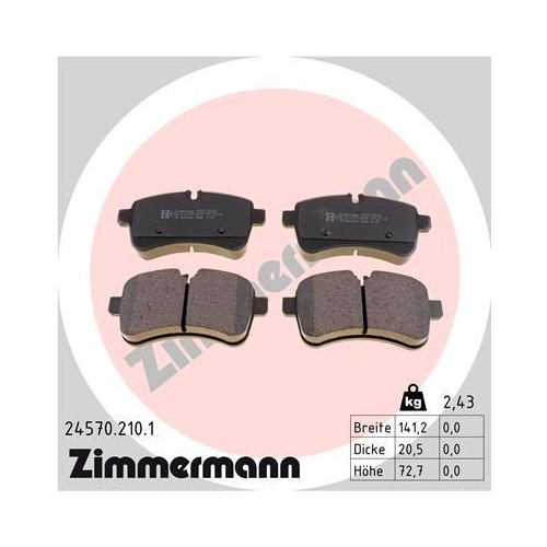 Bremsbelagsatz Scheibenbremse Zimmermann 24570.210.1 f&uuml;r Iveco Hinterachse