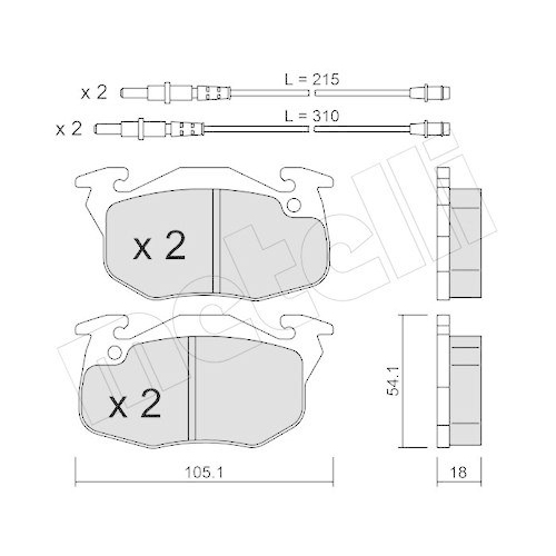 Bremsbelagsatz Scheibenbremse Metelli 22-0037-4 f&uuml;r Citro&euml;n Peugeot Vorderachse