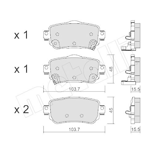 Bremsbelagsatz Scheibenbremse Metelli 22-1011-0 f&uuml;r Nissan Renault Hinterachse