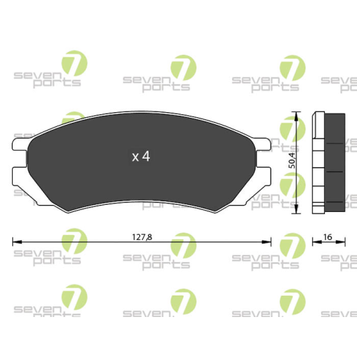 Bremsbelagsatz Scheibenbremse 7 Seven Parts SVP15070 f&uuml;r Nissan 1. Vorderachse