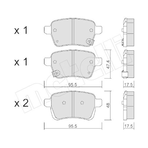 Brake Pad Set Disc Brake Metelli 22-1012-0 for Fiat Opel Vauxhall Rear Axle