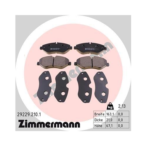 Bremsbelagsatz Scheibenbremse Zimmermann 29229.210.1 f&uuml;r Iveco Vorderachse