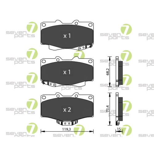 Bremsbelagsatz Scheibenbremse 7 Seven Parts SVP15130 f&uuml;r Audi Lexus Seat Skoda